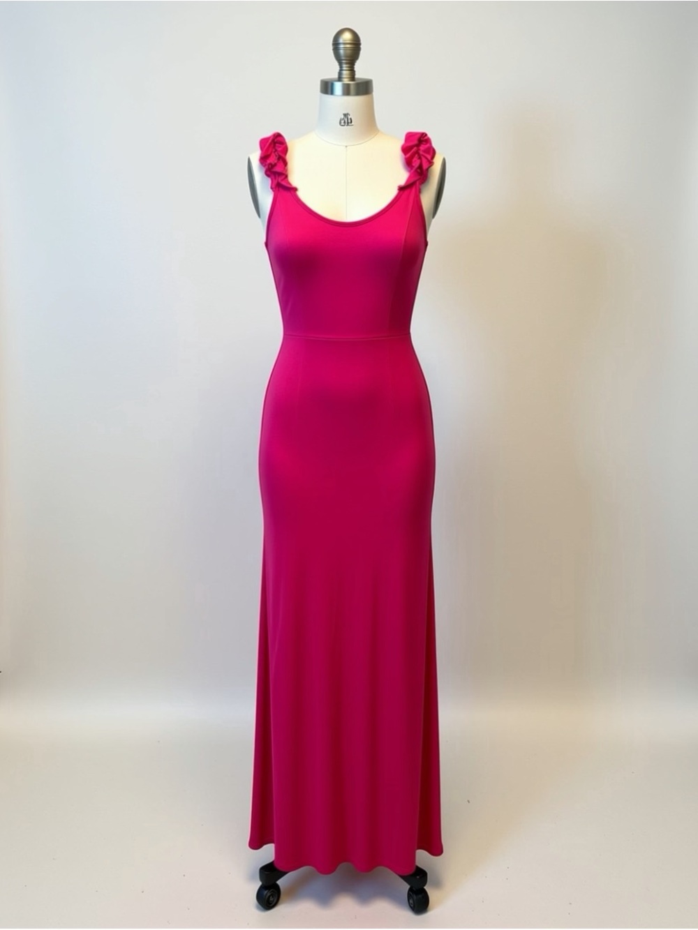 Boohoo Ruffle-Strap Maxi Dress in Fuchsia Pink